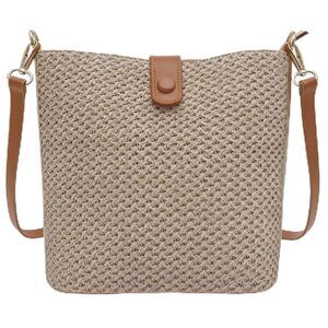 7369 Straw Bucket Bag Summer Beach Woven Purse Straw Crossbody Bags